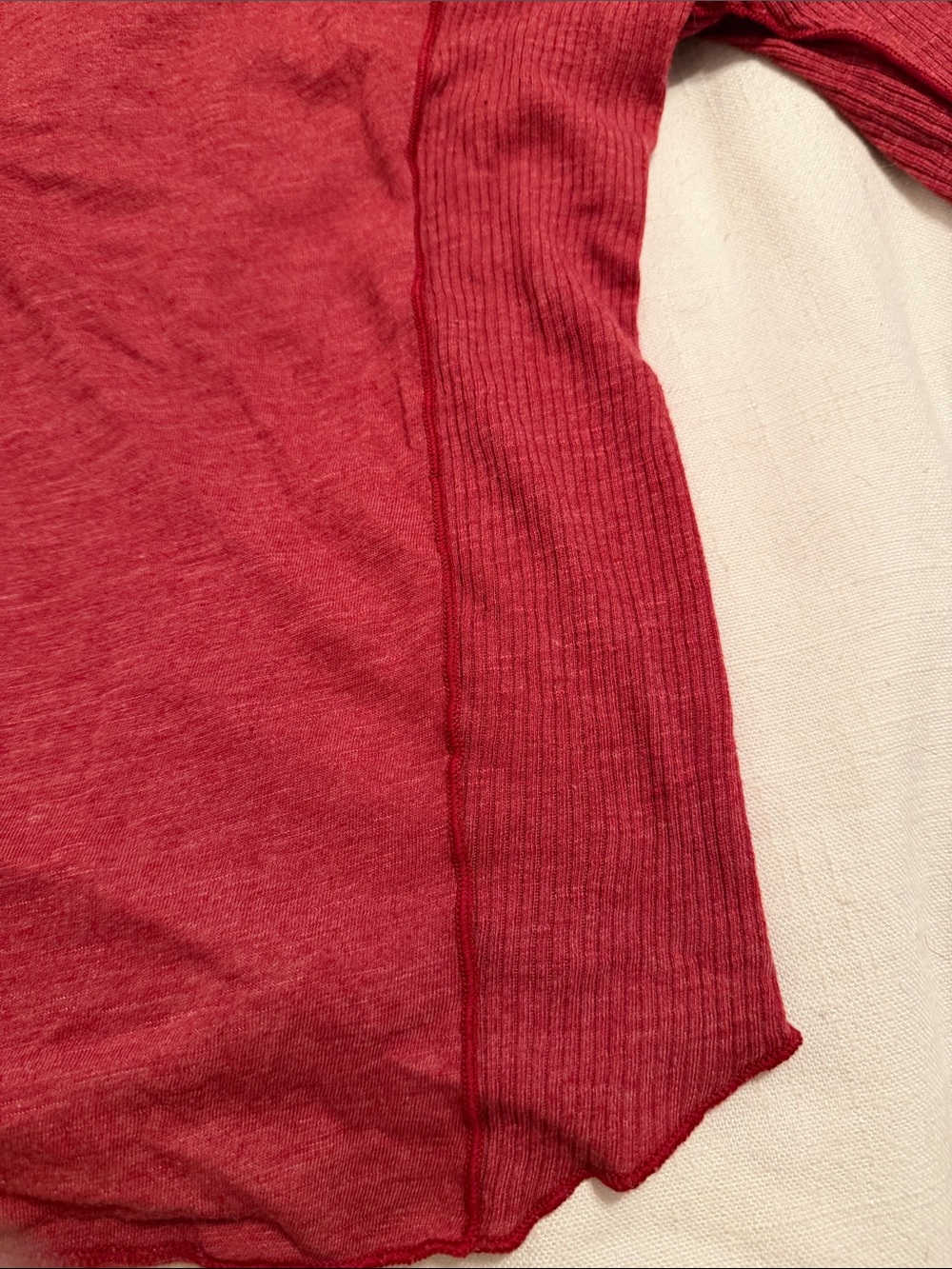 Ribbed Long-Bell Sleeve Top in Deep Raspberry - Picture 7 of 7